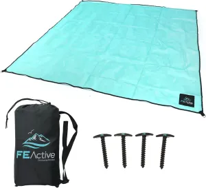 FE Active Sand-Free Beach Blanket - Extra Large Sand-Proof Mat for Outdoor Areas - For Kids, Picnic Rug for Camping & Travel - Designed in California, USA