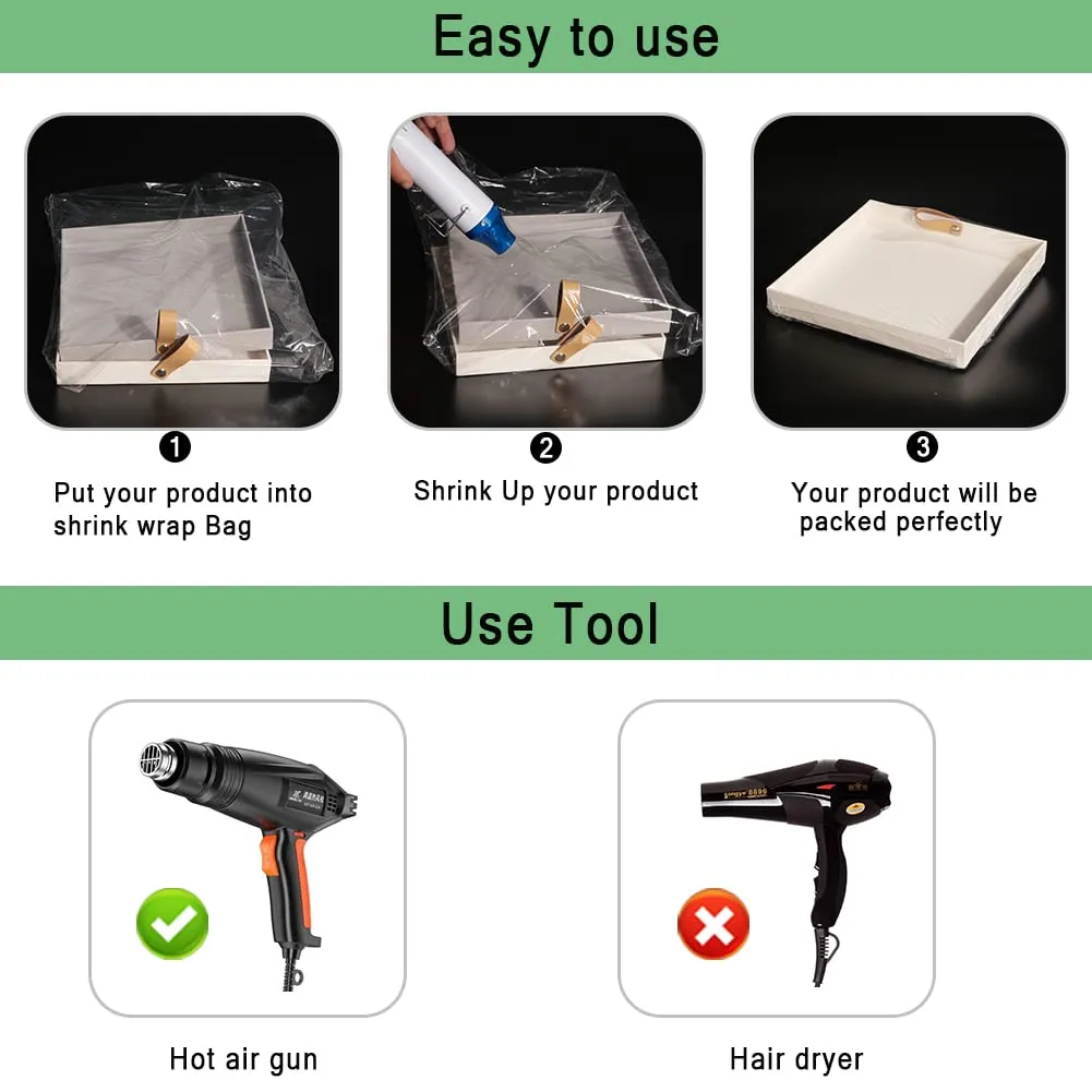 Feelers 6.3" x 8" Shrink Wrap Bags 300Pcs, POF Heat Shrink Wrap for Shampoo, Baskets, DIY Projects