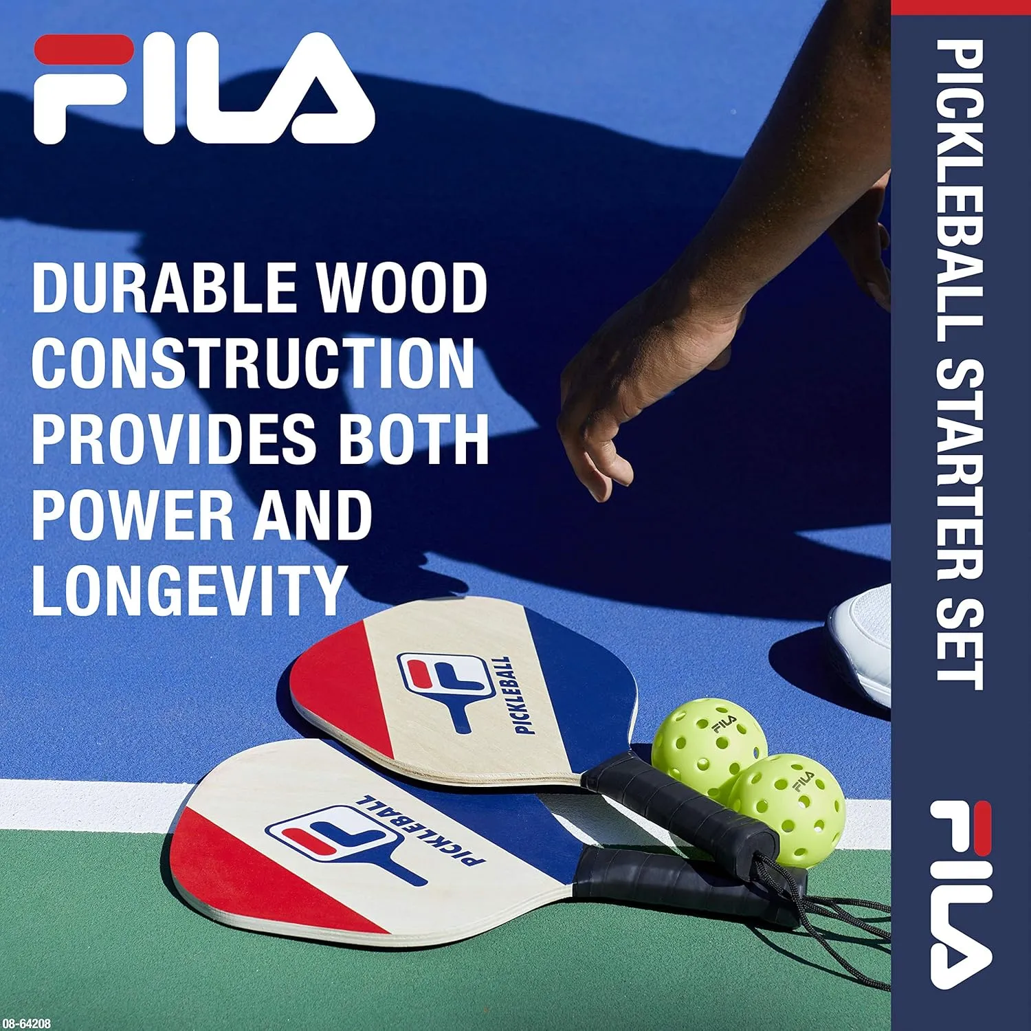 FILA Accessories Pickleball Paddles Set of 2 - Includes 2 Pickleball Rackets, 2 Outdoor Pickleball Balls, Pickleball Racket Game Equipment Mesh Bag