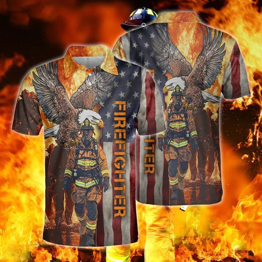 Firefighter Polo Shirts for Men Women - Fire Heroes Mens Golf Polo Shirts Short Sleeve Dry Fit Casual Tennis T-Shirt PA16
