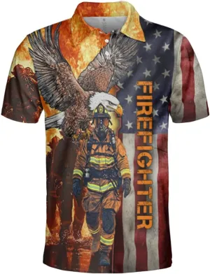 Firefighter Polo Shirts for Men Women - Fire Heroes Mens Golf Polo Shirts Short Sleeve Dry Fit Casual Tennis T-Shirt PA16