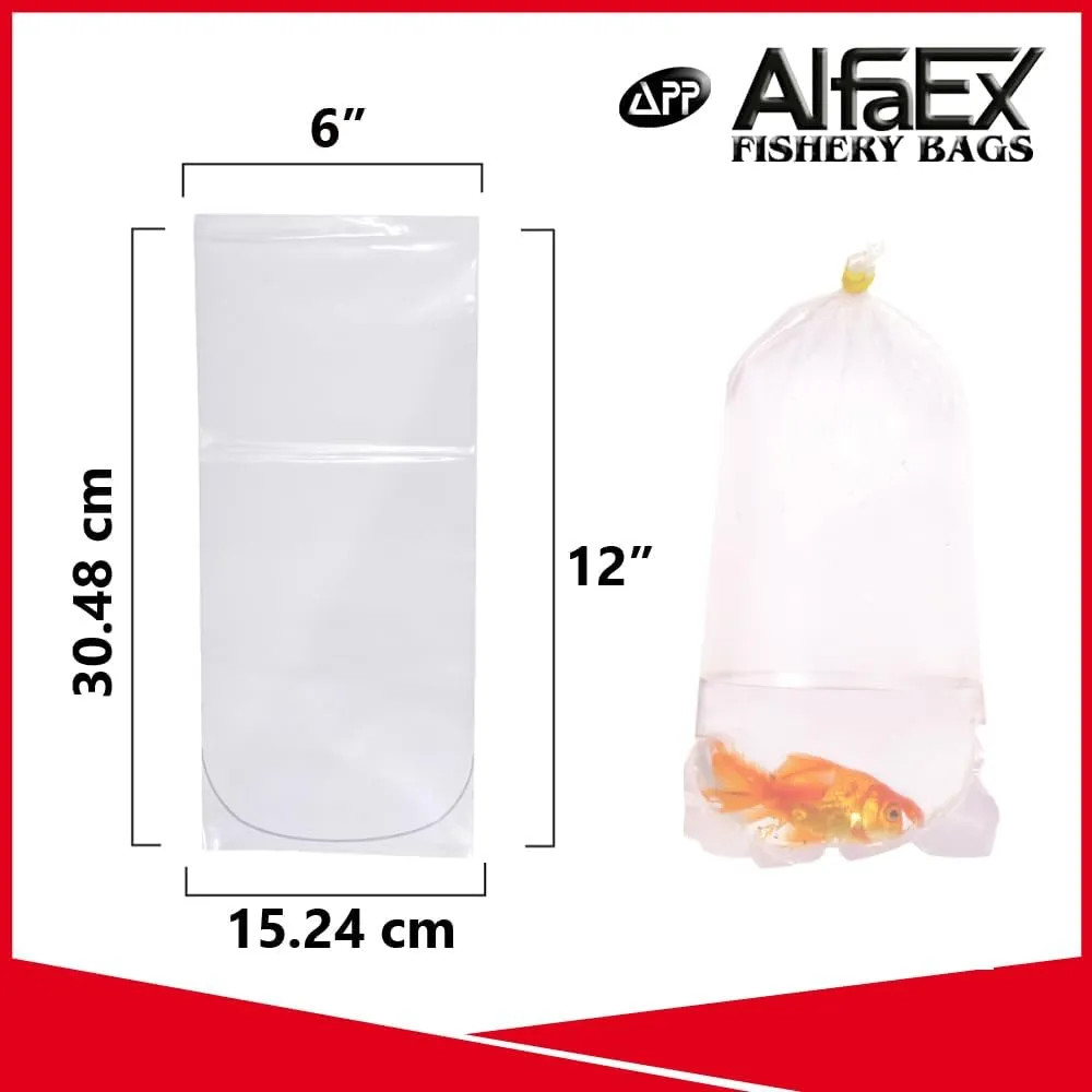 Fishery Bags 6 Inches Leak Proof Rounded Bottom Corners Clear Plastic Fish Bags for Marine and Tropical Fish Transport. (6" x 12" / 100 Pack / 3 Mil)