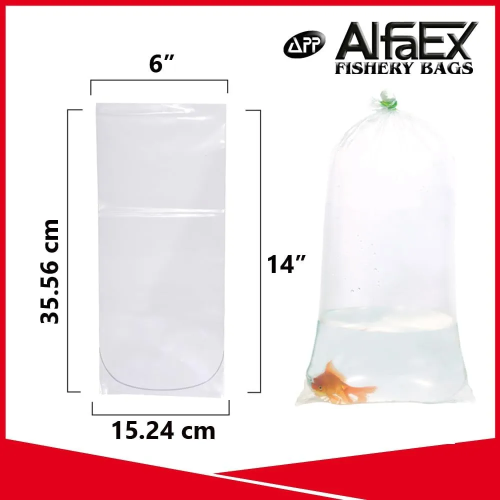 Fishery Bags 6 Inches Leak Proof Rounded Bottom Corners Clear Plastic Fish Bags for Marine and Tropical Fish Transport. (6" x 14" / 1000 Pack / 2 Mil)