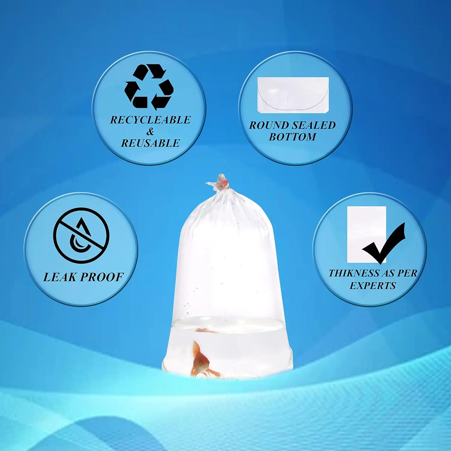 Fishery Bags 6 Inches Leak Proof Rounded Bottom Corners Clear Plastic Fish Bags for Marine and Tropical Fish Transport. (6" x 14" / 1000 Pack / 2 Mil)