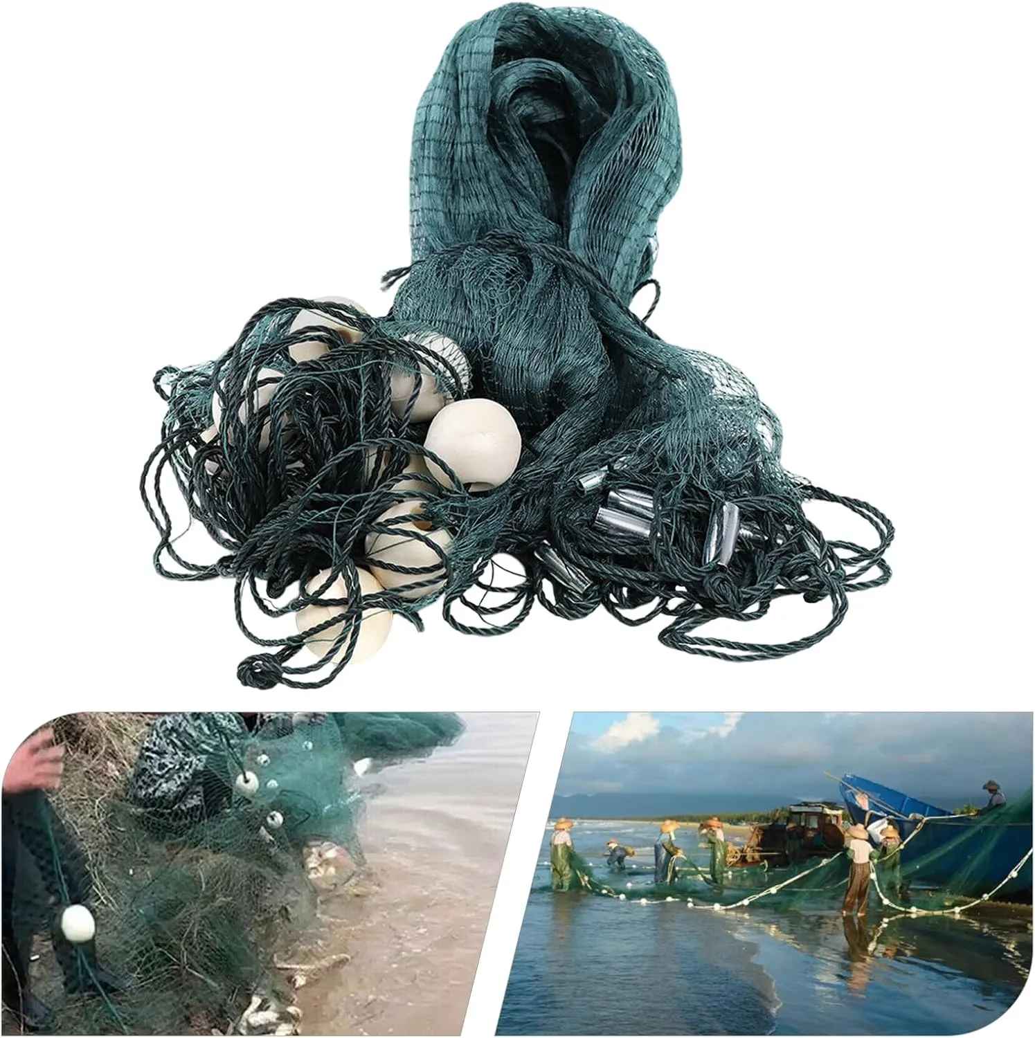 Fishing Nets Large Fishing Gill Net Hand Made Fishing Cast Net Polyethylene Folding Fishing Drag Net Beach Freshwater Fishpond Fly Floating Drag Nets Fishing Equipment Seine Net
