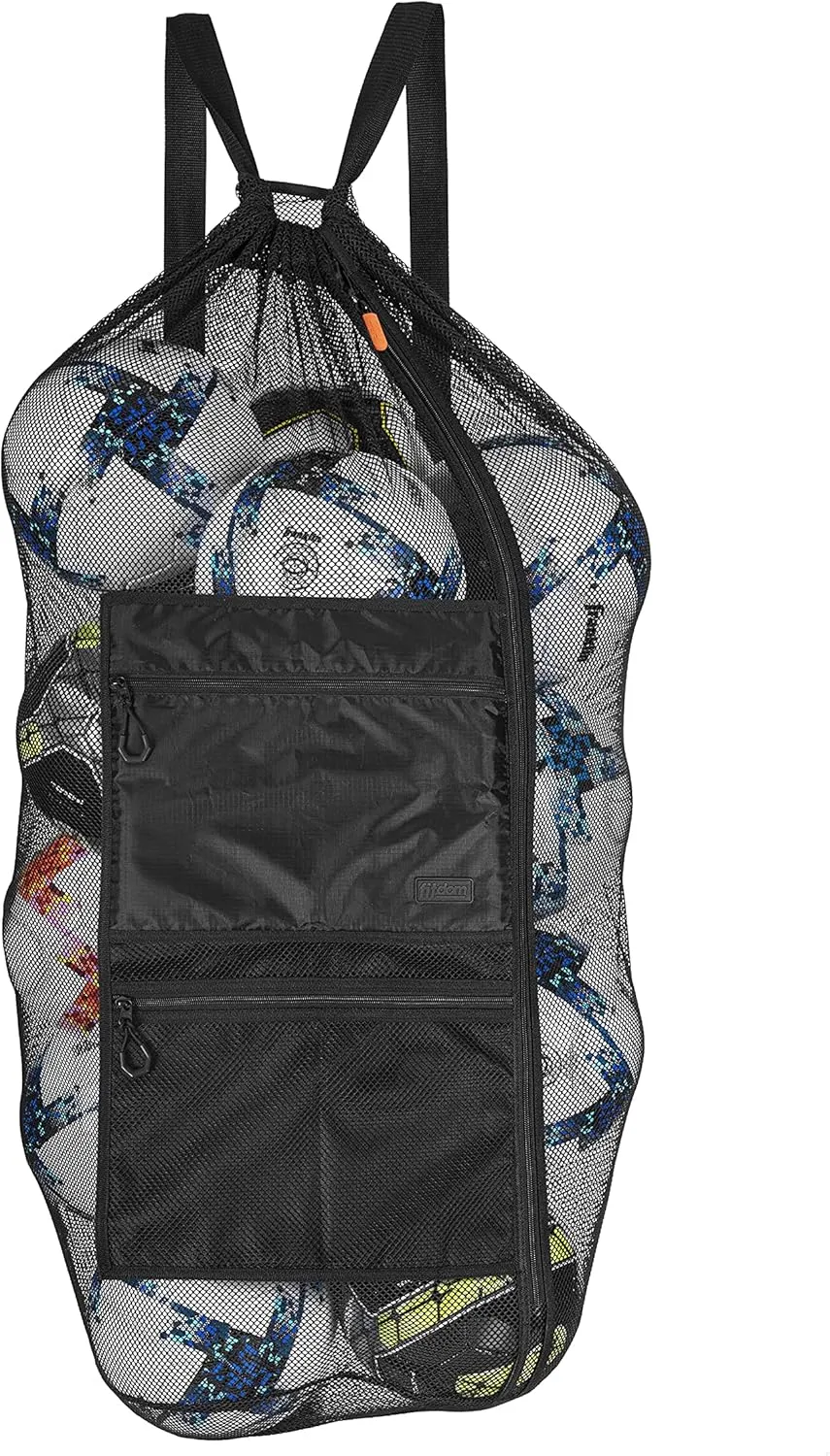 Fitdom Heavy Duty XL Soccer Mesh Equipment Ball Bag w/Adjustable Shoulder Strap Design for Coach. with an Over-Sized Front Pocket for Sporting Accessories. Best for All Outdoor & Water Gears