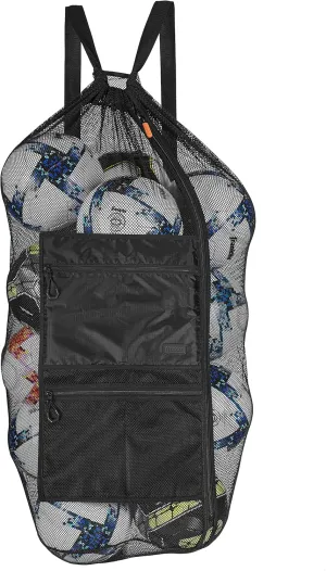 Fitdom Heavy Duty XL Soccer Mesh Equipment Ball Bag w/Adjustable Shoulder Strap Design for Coach. with an Over-Sized Front Pocket for Sporting Accessories. Best for All Outdoor & Water Gears