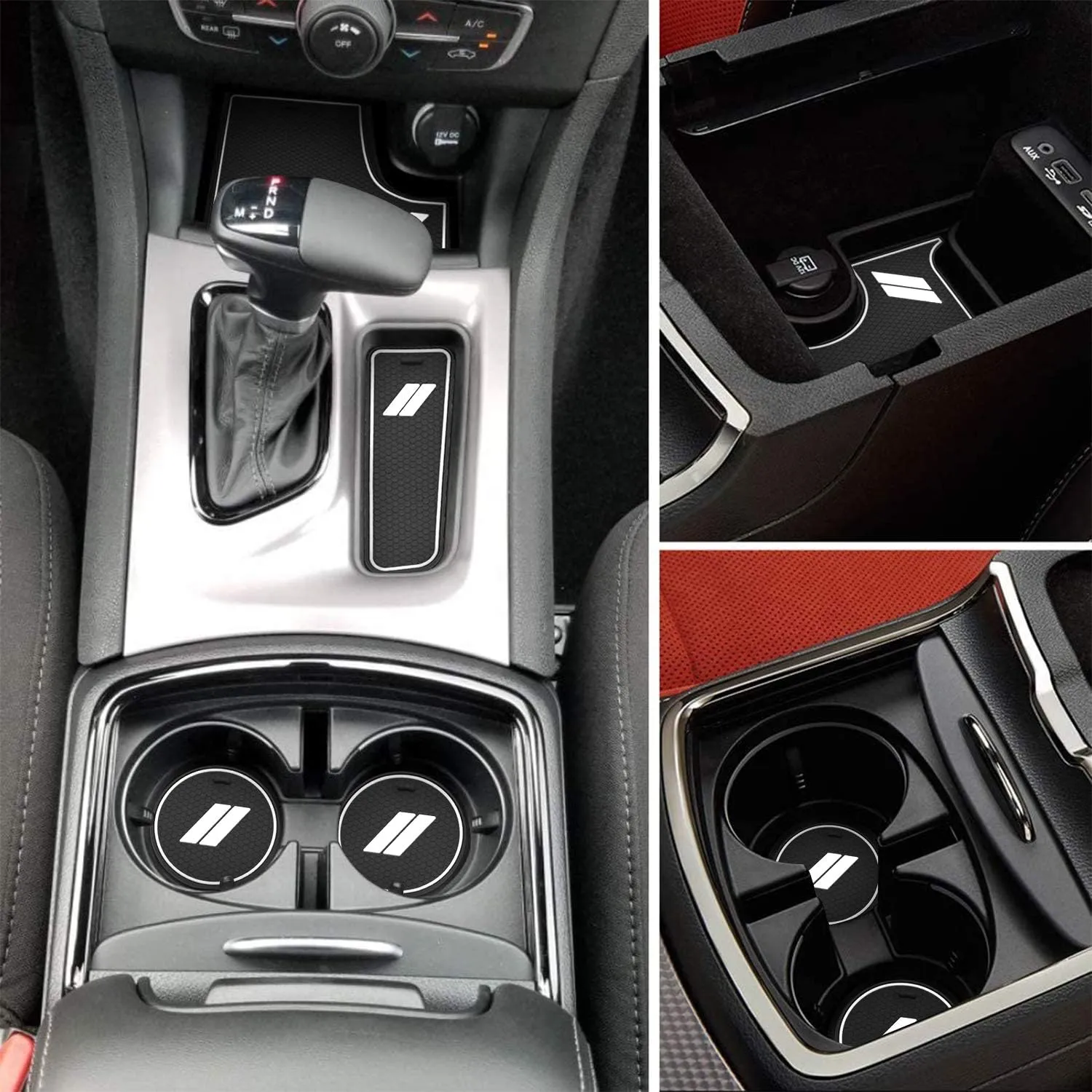 Fits Dodge Charger Accessories 2015-2023, Cup Holder Insert Center Console Shifter Liner Trim Interior Door Pocket Mats Pad (26pcs Set, White Trim)