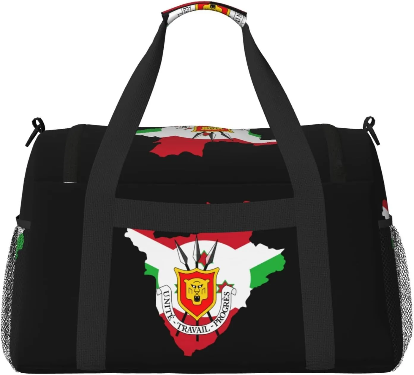 Flag Map Of Burundi Travel Duffel Bag Large Foldable Waterproof Overnight Bag For Beach Swim Bags Pool Sports Gym