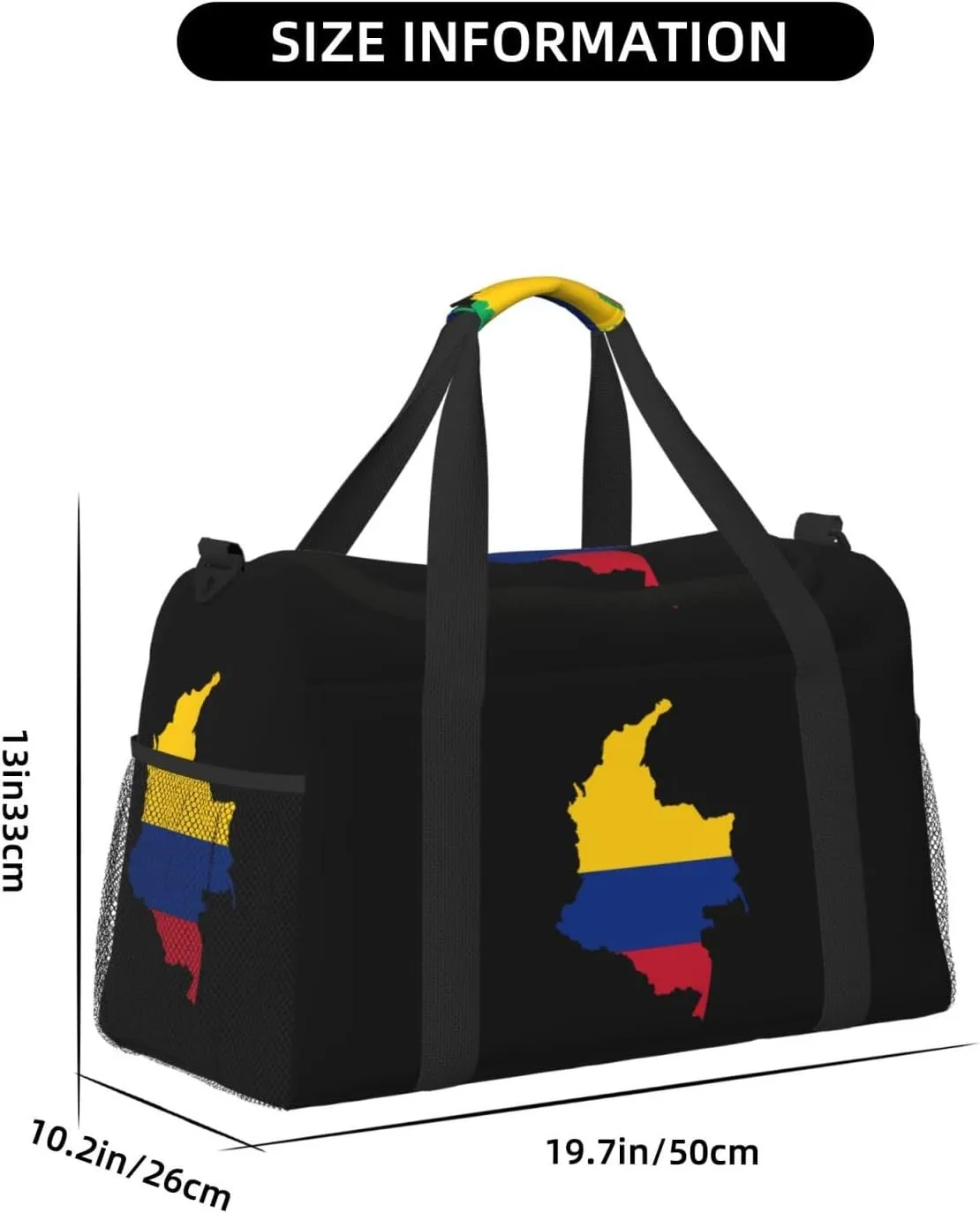 Flag Map Of Colombia Travel Duffel Bag Large Foldable Waterproof Overnight Bag For Beach Swim Bags Pool Sports Gym