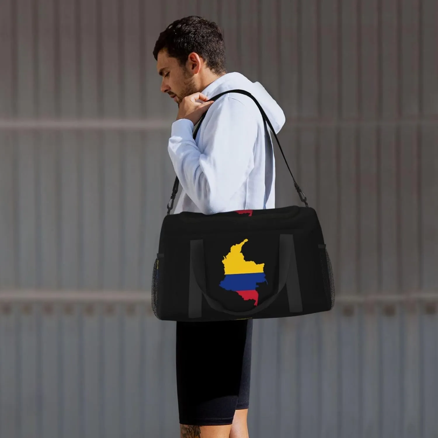 Flag Map Of Colombia Travel Duffel Bag Large Foldable Waterproof Overnight Bag For Beach Swim Bags Pool Sports Gym