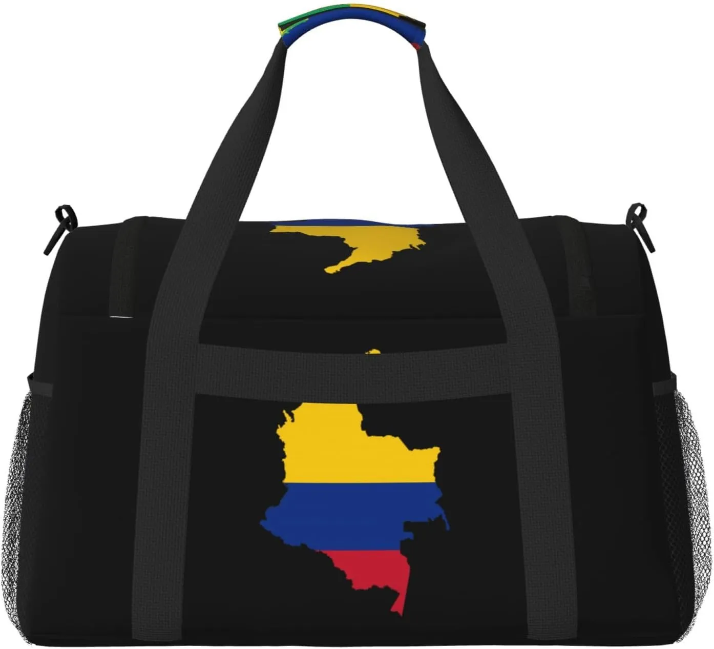 Flag Map Of Colombia Travel Duffel Bag Large Foldable Waterproof Overnight Bag For Beach Swim Bags Pool Sports Gym