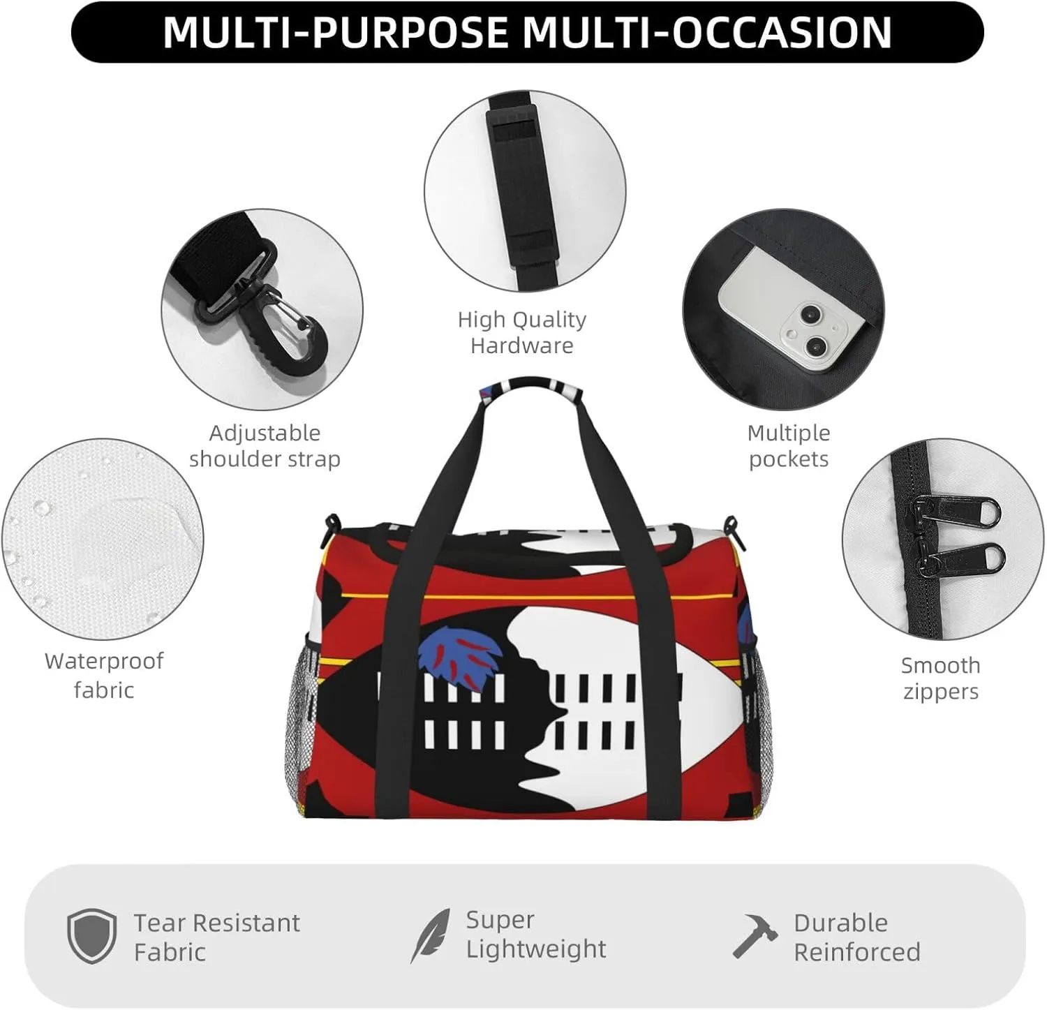 Flag Map Of Eswatini Travel Duffel Bag Large Foldable Waterproof Overnight Bag For Beach Swim Bags Pool Sports Gym