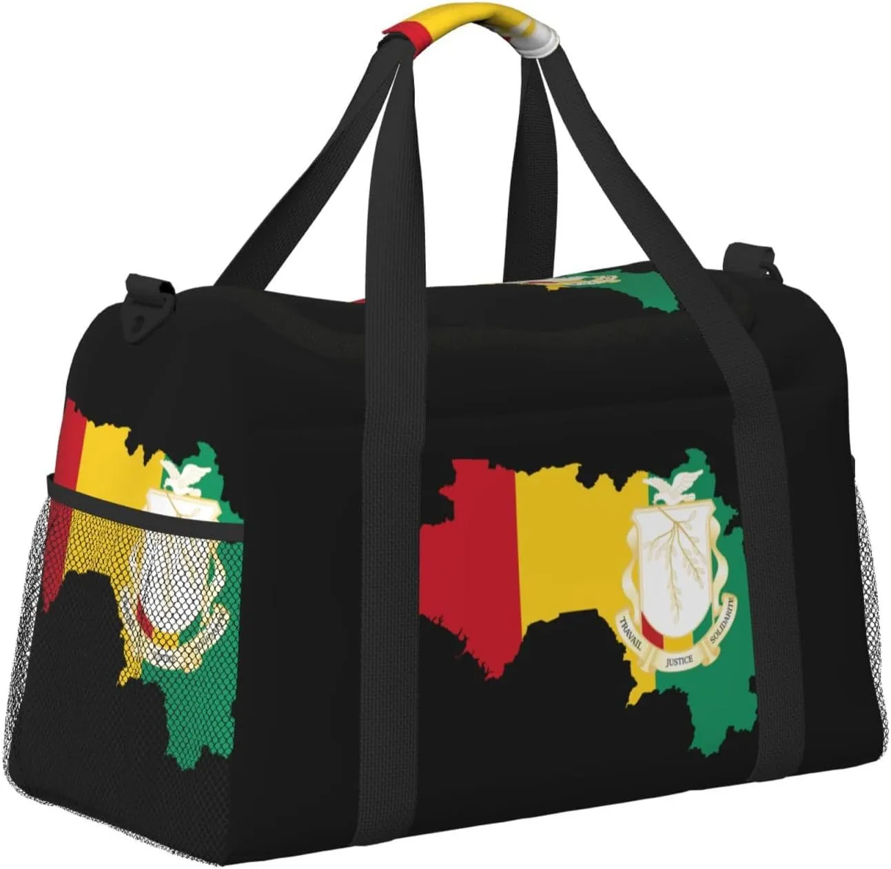 Flag Map Of Guinea Travel Duffel Bag Large Foldable Waterproof Overnight Bag For Beach Swim Bags Pool Sports Gym