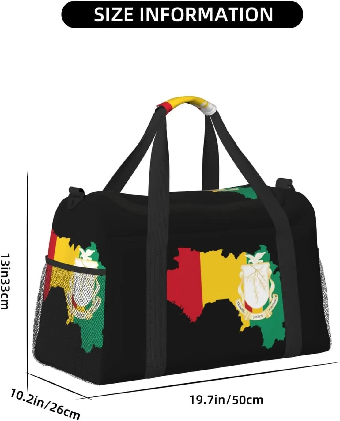 Flag Map Of Guinea Travel Duffel Bag Large Foldable Waterproof Overnight Bag For Beach Swim Bags Pool Sports Gym
