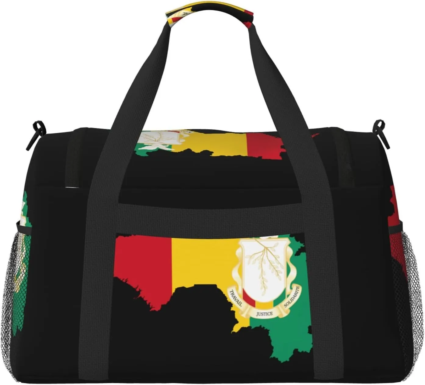 Flag Map Of Guinea Travel Duffel Bag Large Foldable Waterproof Overnight Bag For Beach Swim Bags Pool Sports Gym