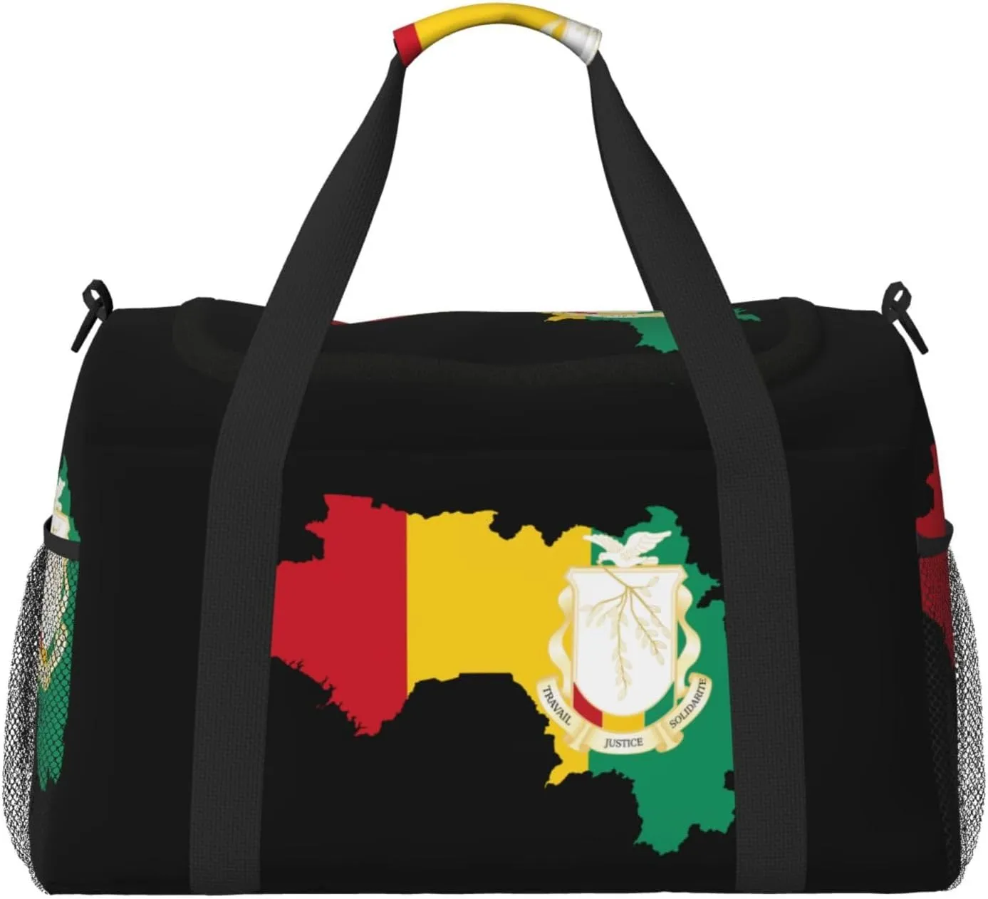 Flag Map Of Guinea Travel Duffel Bag Large Foldable Waterproof Overnight Bag For Beach Swim Bags Pool Sports Gym