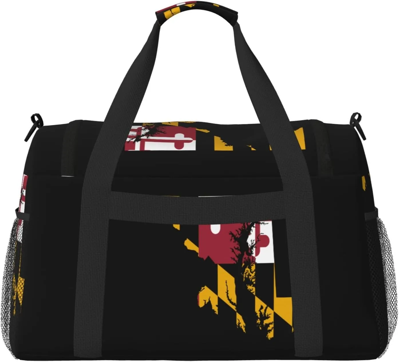 Flag Map Of Maryland Travel Duffel Bag Large Foldable Waterproof Overnight Bag For Beach Swim Bags Pool Sports Gym