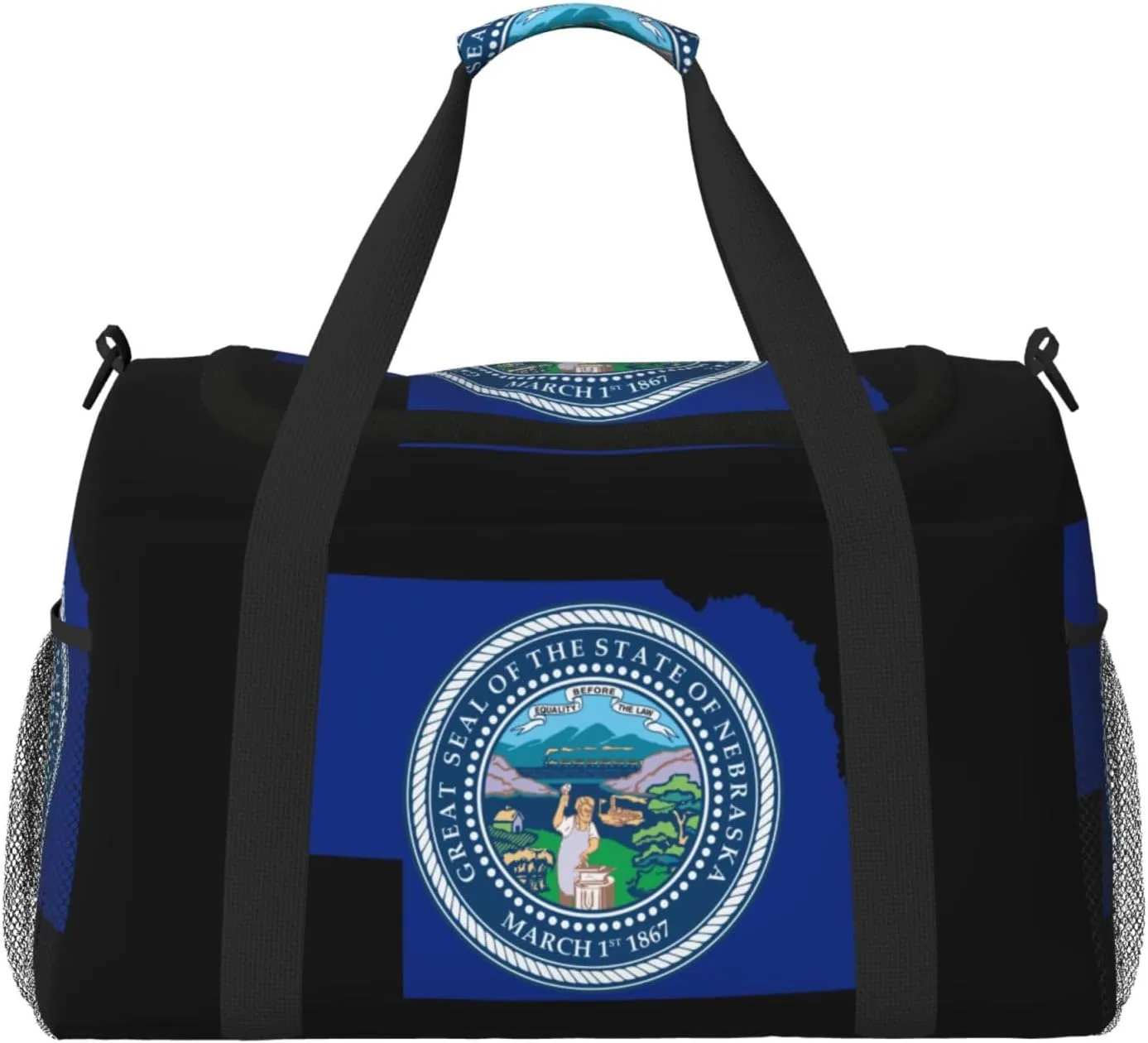 Flag Map Of Nebraska Travel Duffel Bag Large Foldable Waterproof Overnight Bag For Beach Swim Bags Pool Sports Gym