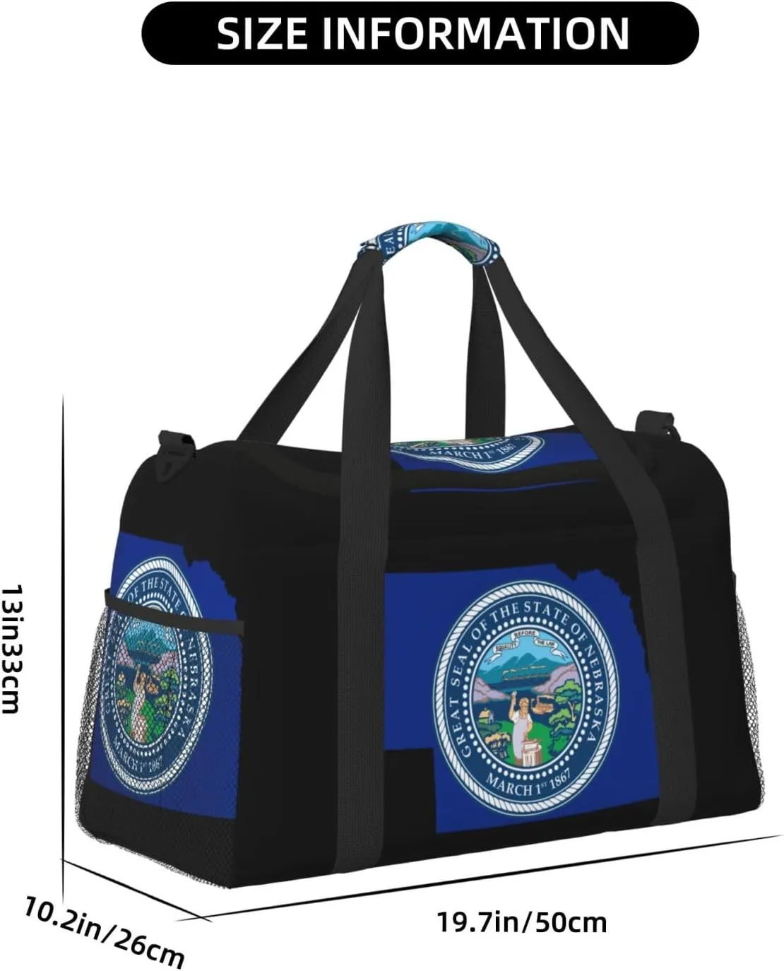 Flag Map Of Nebraska Travel Duffel Bag Large Foldable Waterproof Overnight Bag For Beach Swim Bags Pool Sports Gym