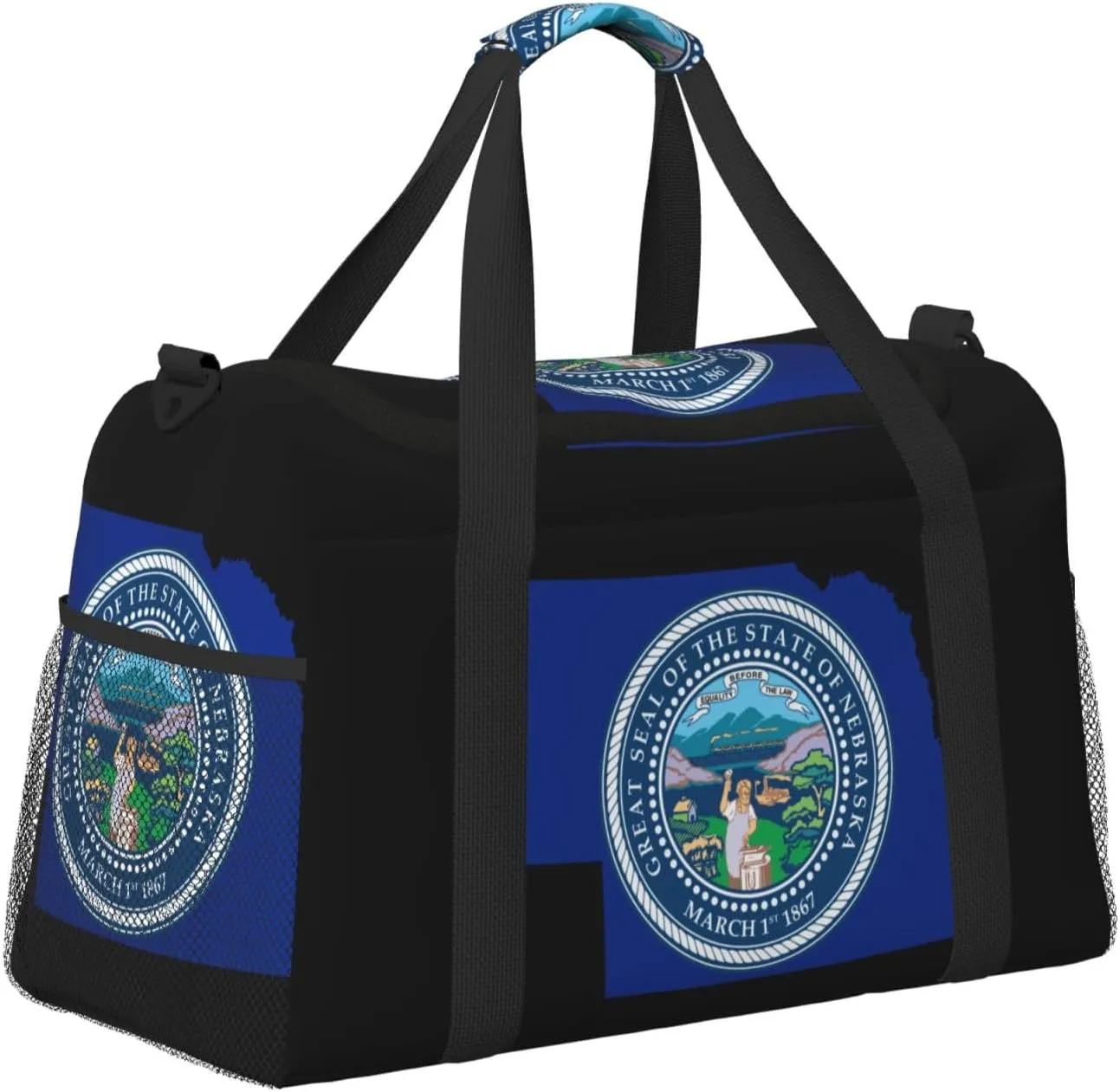 Flag Map Of Nebraska Travel Duffel Bag Large Foldable Waterproof Overnight Bag For Beach Swim Bags Pool Sports Gym