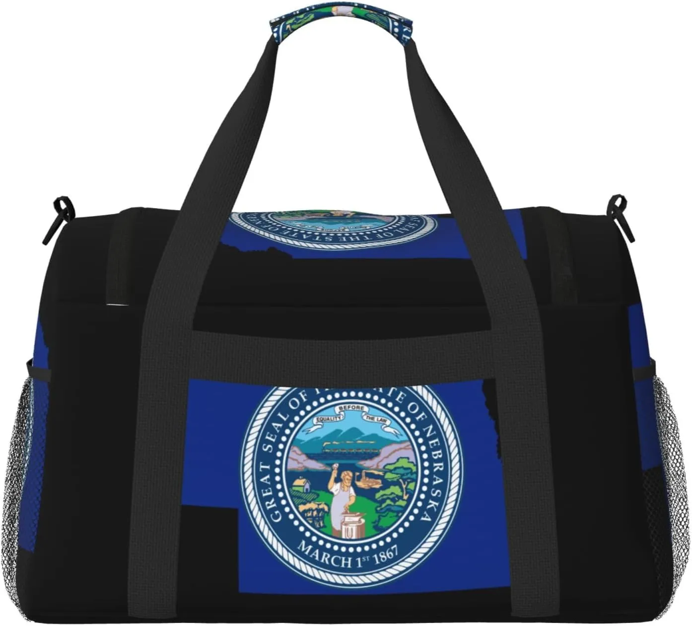 Flag Map Of Nebraska Travel Duffel Bag Large Foldable Waterproof Overnight Bag For Beach Swim Bags Pool Sports Gym