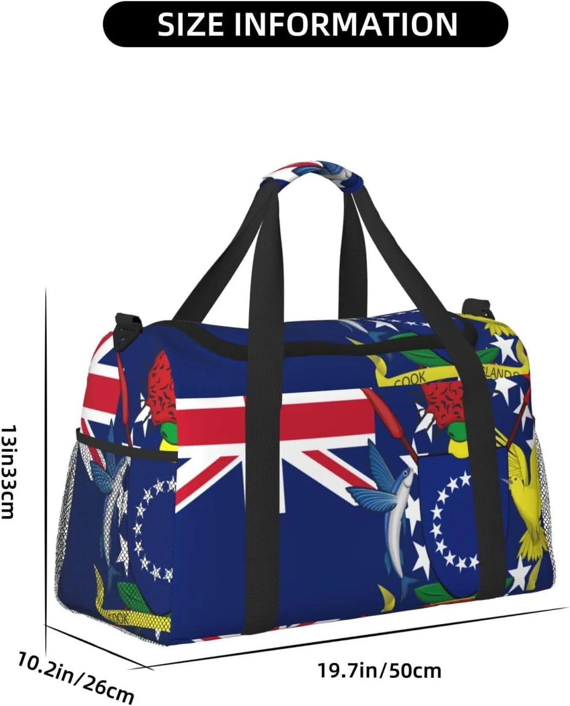 Flag Of Cook Travel Duffel Bag Large Foldable Waterproof Overnight Bag For Beach Swim Bags Pool Sports Gym