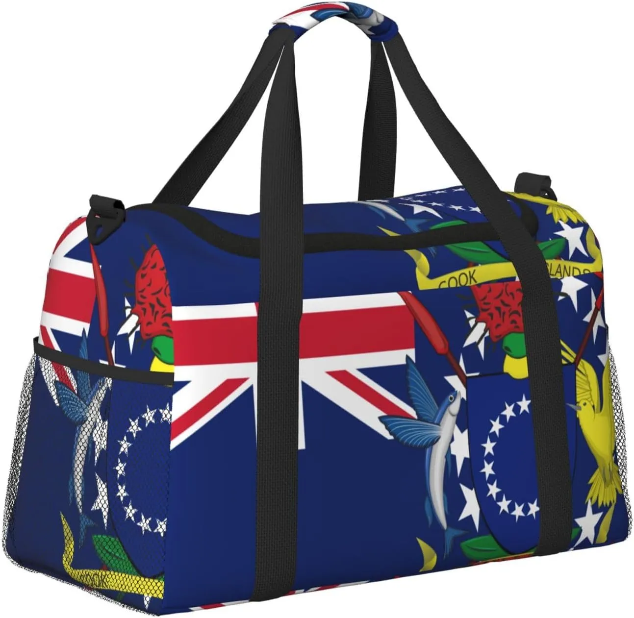 Flag Of Cook Travel Duffel Bag Large Foldable Waterproof Overnight Bag For Beach Swim Bags Pool Sports Gym