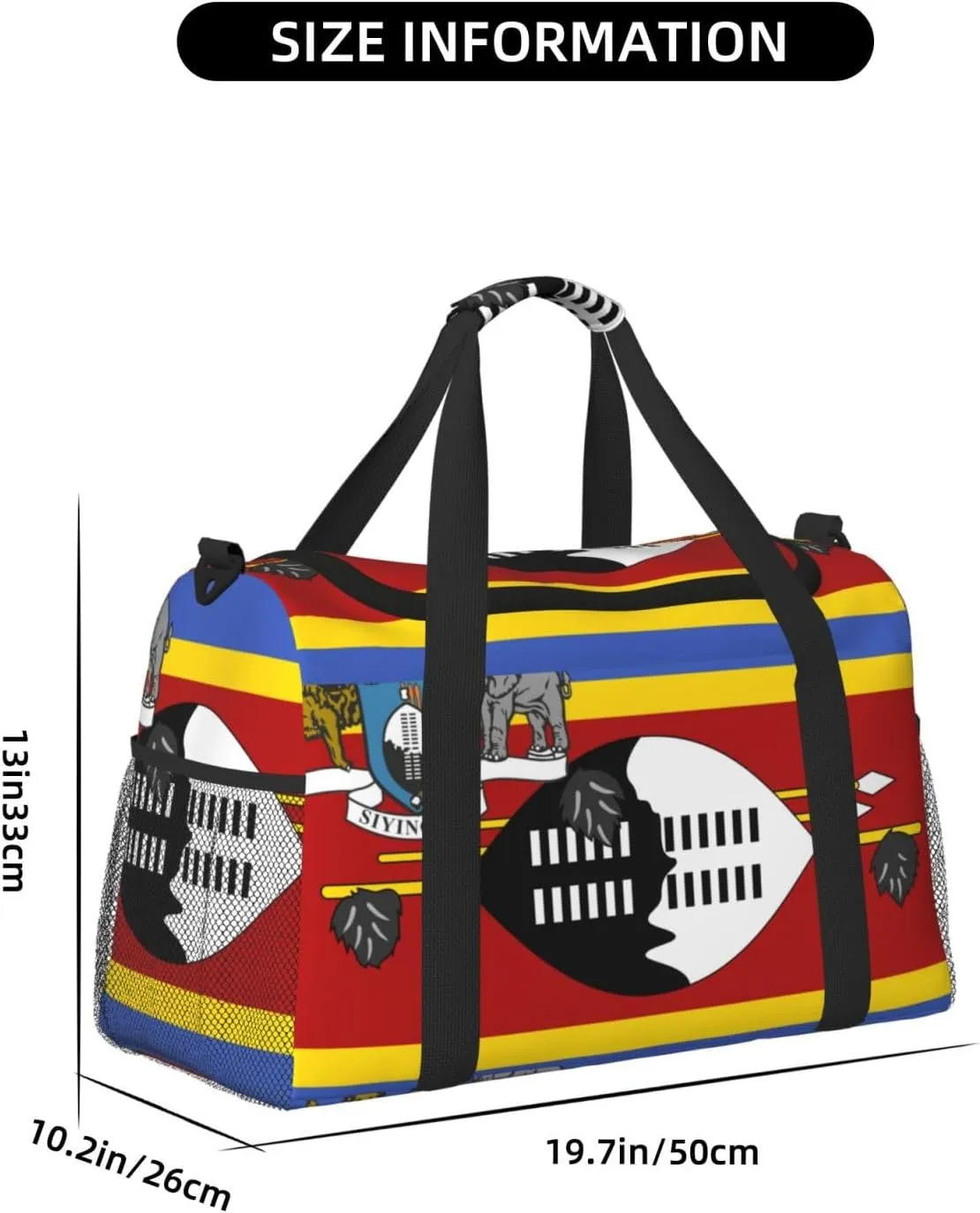 Flag Of Eswatini Travel Duffel Bag Large Foldable Waterproof Overnight Bag For Beach Swim Bags Pool Sports Gym
