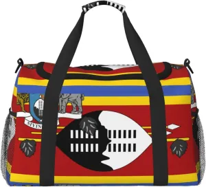 Flag Of Eswatini Travel Duffel Bag Large Foldable Waterproof Overnight Bag For Beach Swim Bags Pool Sports Gym