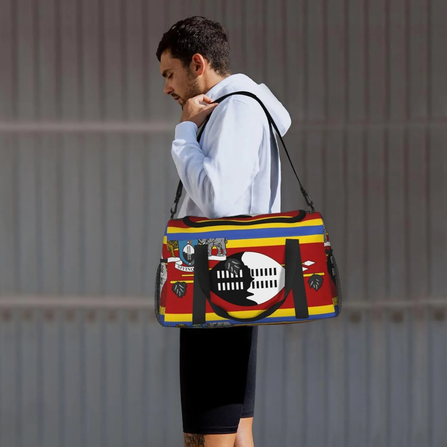 Flag Of Eswatini Travel Duffel Bag Large Foldable Waterproof Overnight Bag For Beach Swim Bags Pool Sports Gym