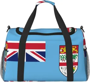 Flag Of Fiji Travel Duffel Bag Large Foldable Waterproof Overnight Bag For Beach Swim Bags Pool Sports Gym