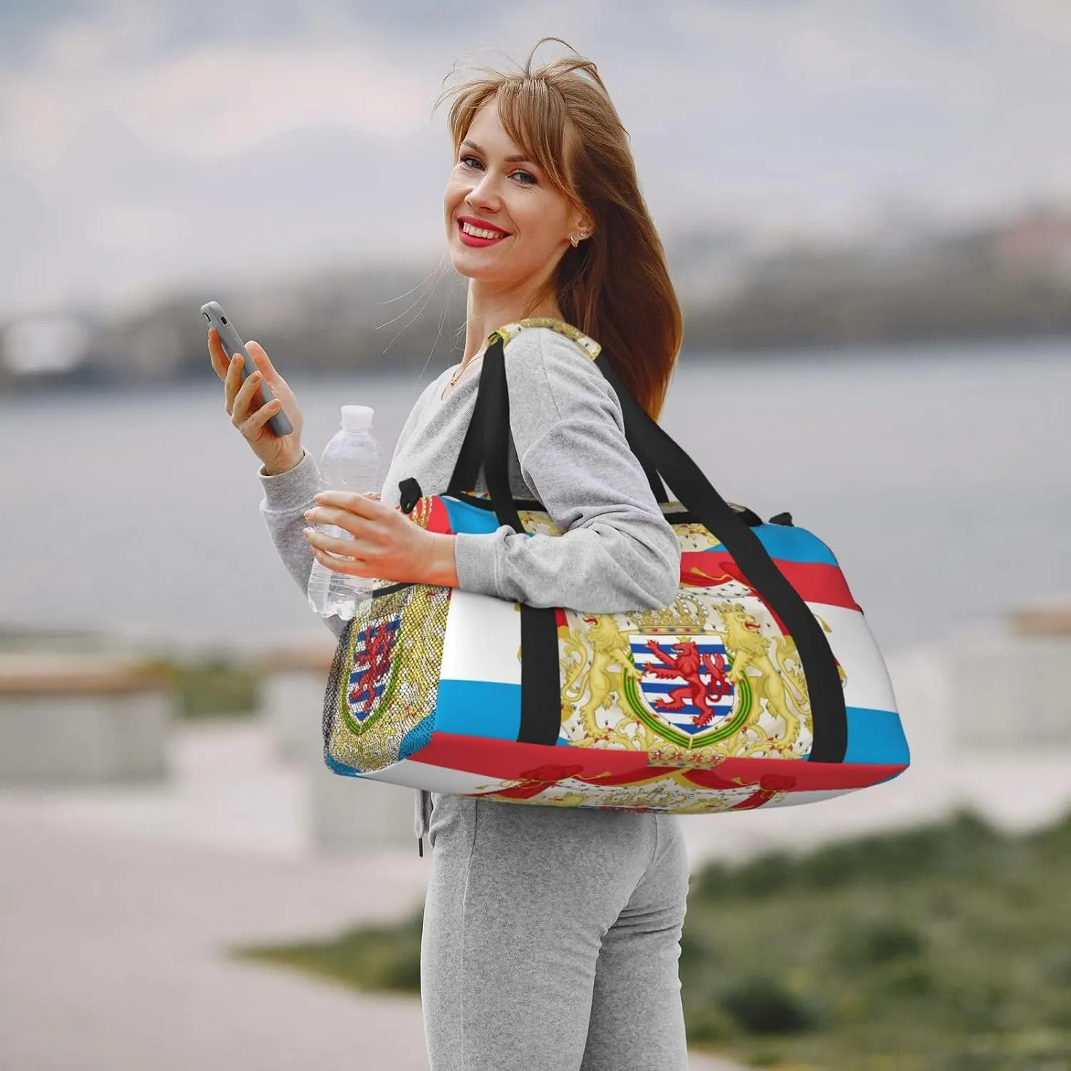 Flag Of Luxembourg Travel Duffel Bag Large Foldable Waterproof Overnight Bag For Beach Swim Bags Pool Sports Gym