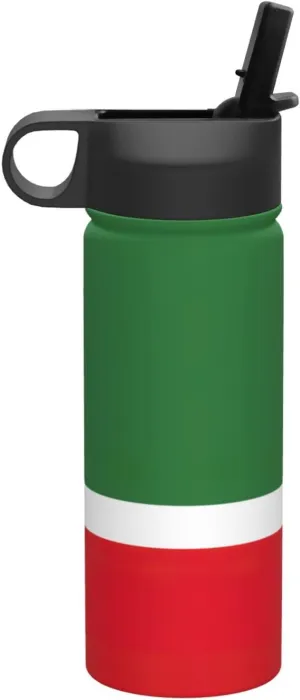 Flag of the Chechen Republic Print Flask Stainless Steel Water Bottle with Straw 18OZ FOR Outdoor Gym Commute