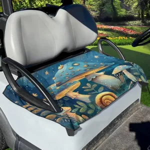 Flashideas Blue Mushroom Golf Cart Seat Cover Comfortable Portable Golf Cart Seat Towel for 2 Person Seats Easy to Clean Easy to Install