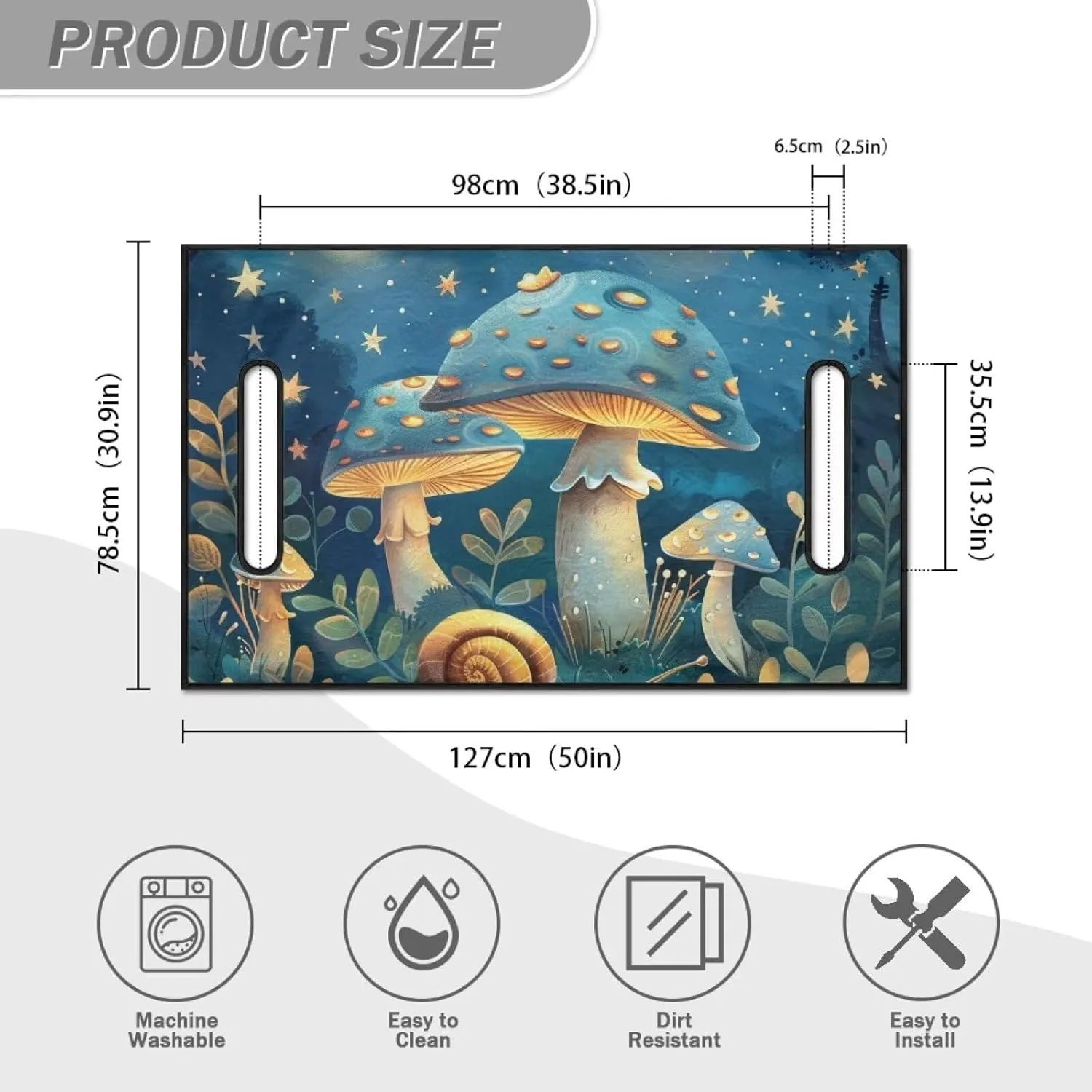 Flashideas Blue Mushroom Golf Cart Seat Cover Comfortable Portable Golf Cart Seat Towel for 2 Person Seats Easy to Clean Easy to Install