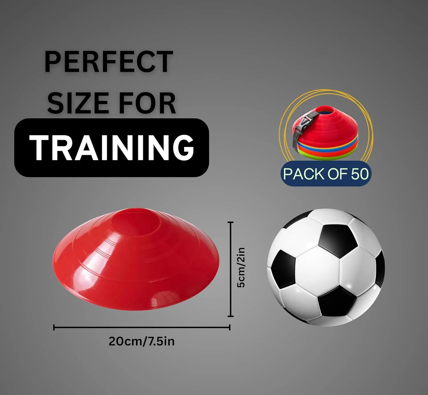 Flexible Soccer Cones (Set of 50/40/25) with Mesh Bag & Strap, Unbreakable Sports Cones for Soccer, Basketball, Football Training Equipment, Agility Soccer Cones for Drills Training