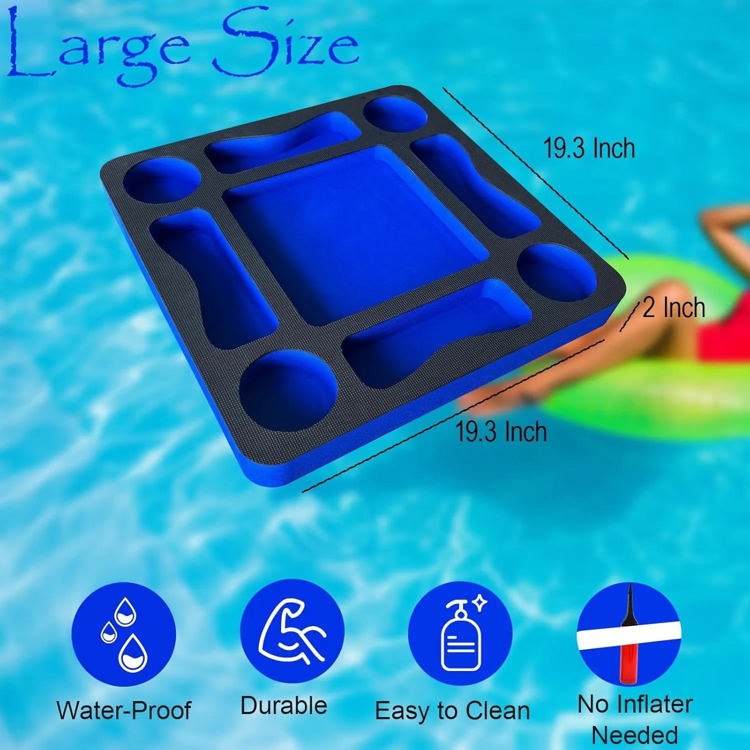 Floating Pool Games Table for Adults - All-in-One Drink Holder & Refreshment Station for Pool, Beach, Hot Tub,Waterproof Cards Included,Summer Party Essentials