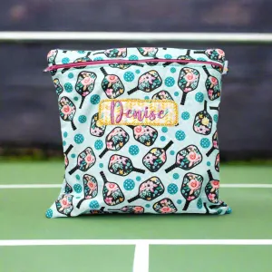 Floral Pickleball Personalized Reusable Food Bag