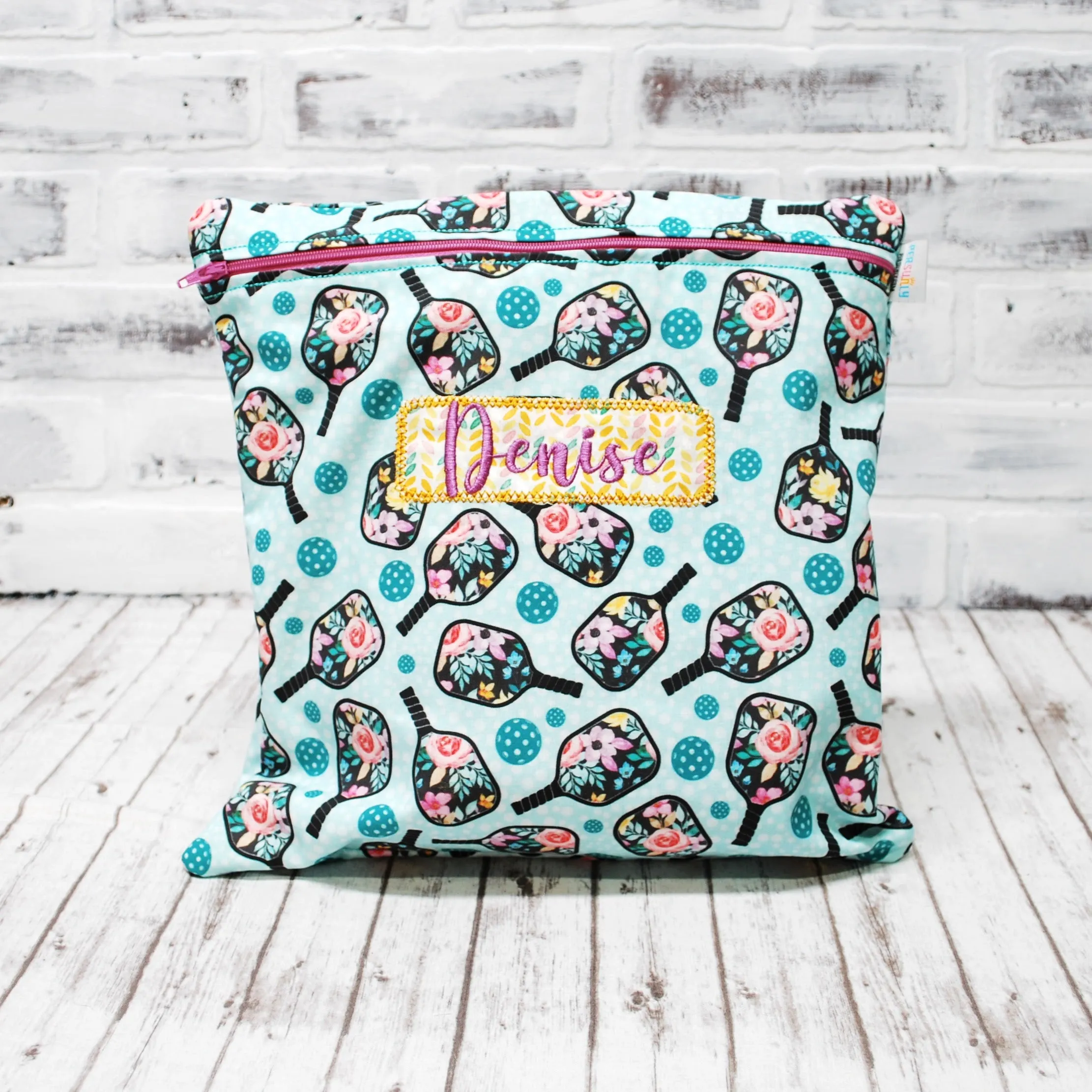 Floral Pickleball Personalized Reusable Food Bag