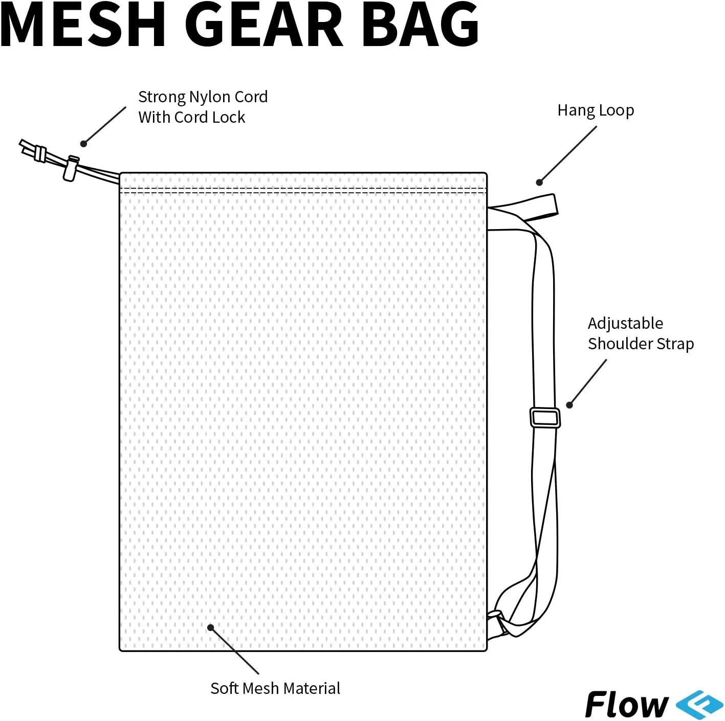Flow Mesh Gear Bag - Drawstring Swim Bags for Swimming Equipment Available in 8 Awesome Designs