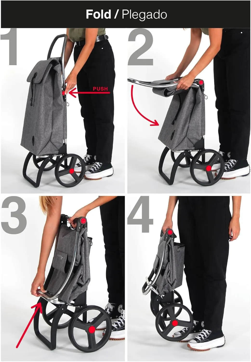 Foldable Grocery Shopping Cart with Wheels | Collapsible Personal Folding Cart for Groceries | Durable & Portable | Marine