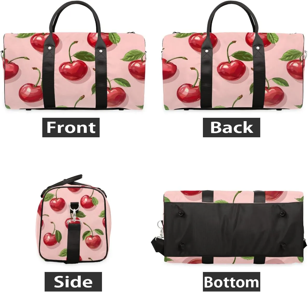 Foldable Travel Bag Cherry Theme Lightweight Carry On Bags for Airplanes Waterproof Travel Duffle Bag For Gym Weekend Overnight