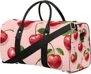 Foldable Travel Bag Cherry Theme Lightweight Carry On Bags for Airplanes Waterproof Travel Duffle Bag For Gym Weekend Overnight