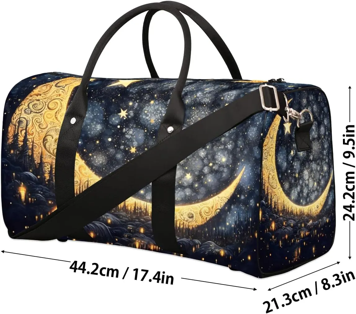 Foldable Travel Bag Magic Moon Star Lightweight Carry On Bags for Airplanes Waterproof Travel Duffle Bag For Gym Weekend Overnight
