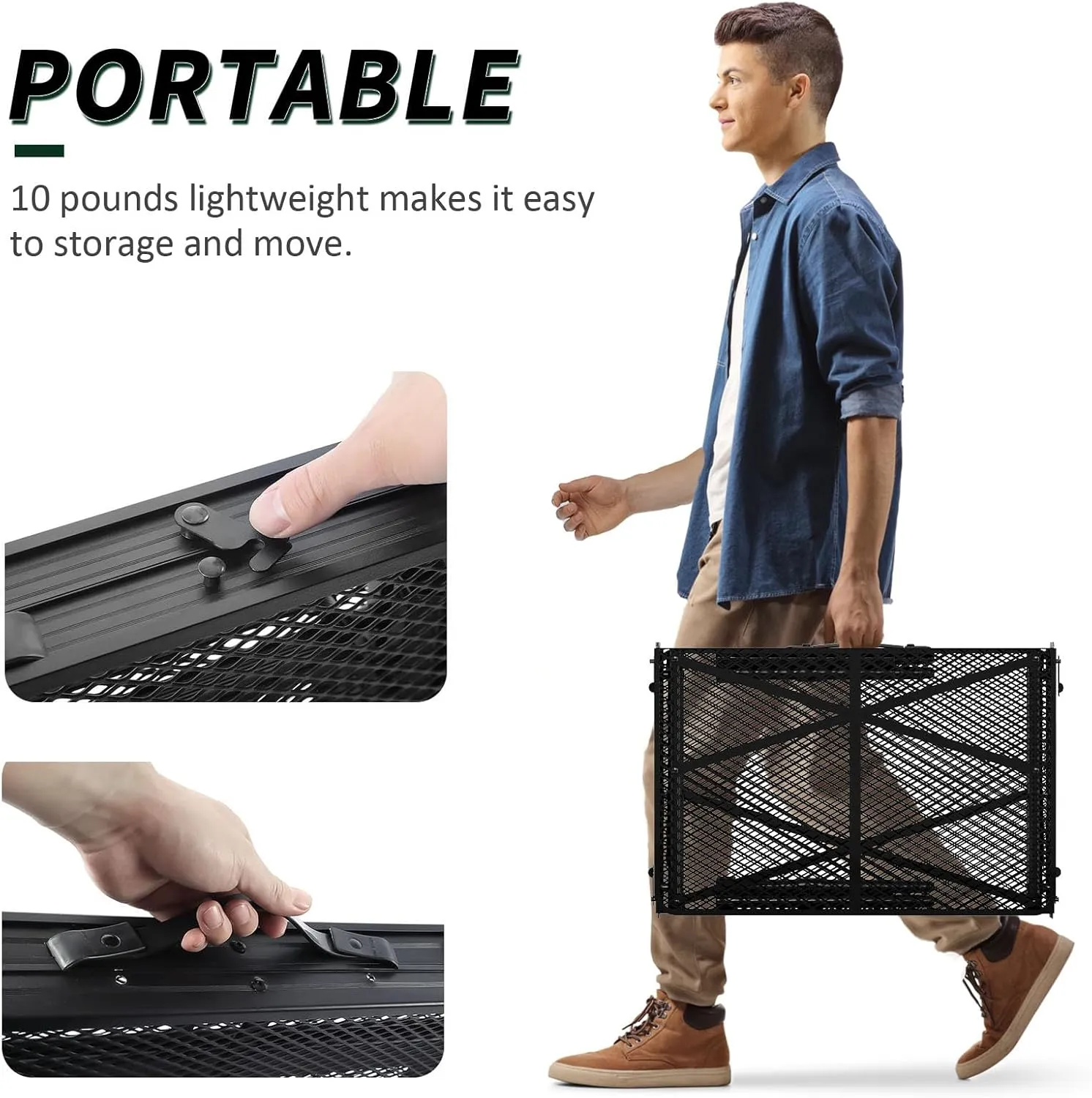 Folding Gril Table, 4x2 FT Camping Table with Mesh Desktop,Height Adjustable Folding Grill Table with Mesh Bag,Portable Outdoor Table for Picnic,Camping,BBQ,Beach(Black)