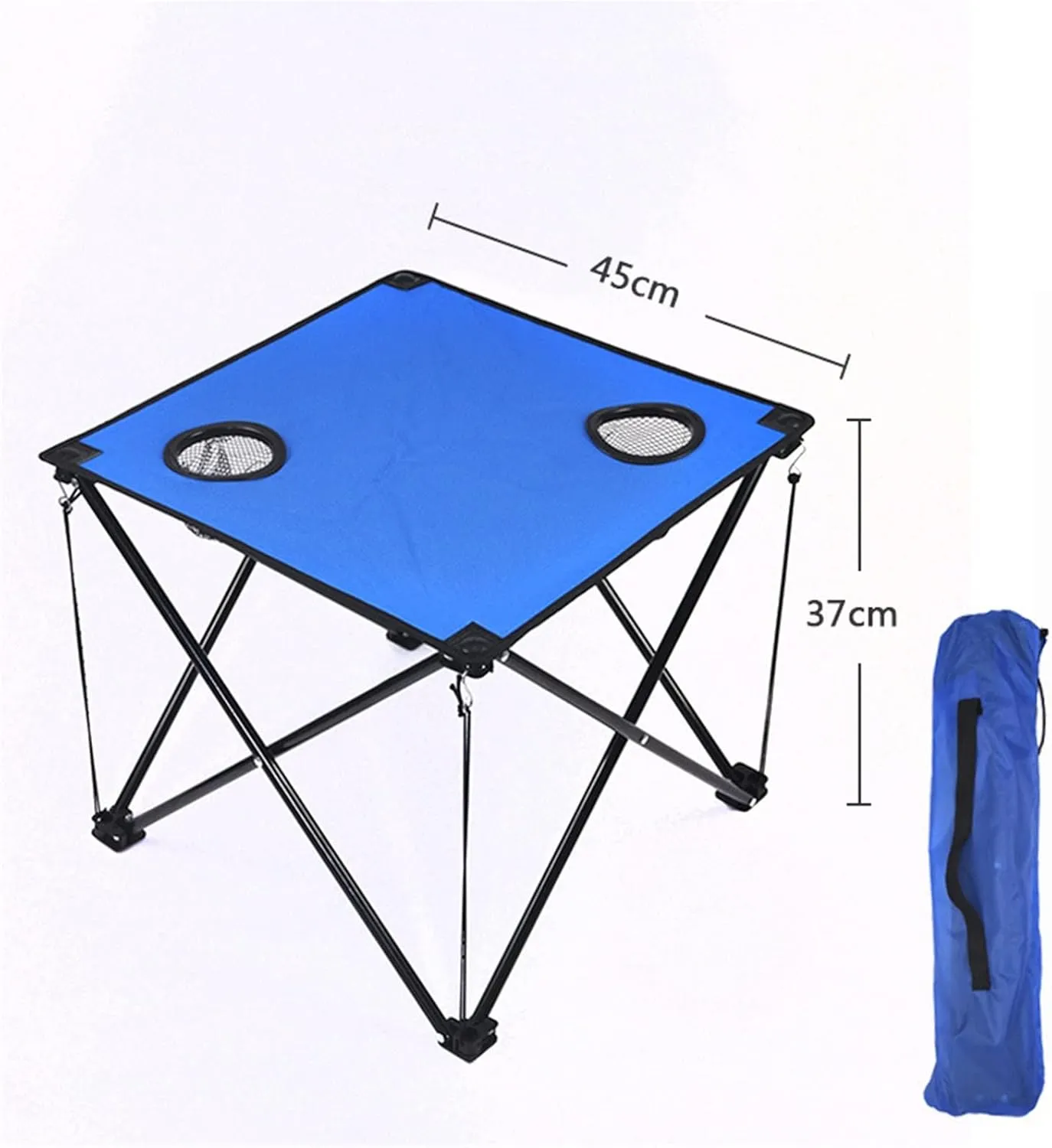 Folding Table Folding Table Waterproof Canvas Beach Table for Outside with 2 Cup Holders & Bags for Camping Portable Camping Table Folding Picnic Tables for Outdoor Cookouts, 45x37cm, Blue