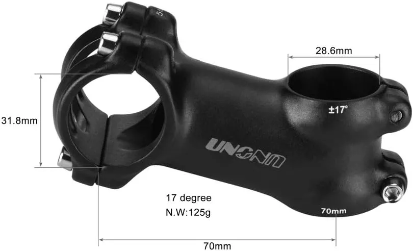 FOMTOR 31.8 Stem 70mm 90mm 110mm 17 Degree Bike Handlebar Stem Riser MTB Stem Suitable for Mountain Bike Road Bike BMX MTB Black