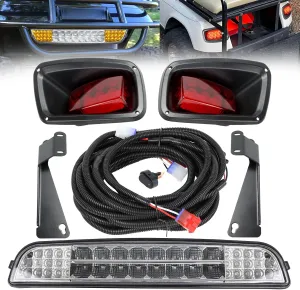 for 1996-2013 E-Z-GO TXT Golf Cart LED Headlight Bar Kit & Tail Light Assembly with Wiring Harness Switch