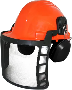 Forester Safety Helmet - Original Forestry Hard Hat Arborist Gear Mesh Face Shield Hearing Protection Chainsaw Helmets Portable Woodsman Hardhat Safety Construction Hat (Orange)
